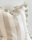Hallie beige and white wide stripe square cushion cover by Ellenvale Trade, cotton blend, soft furnishings, 45cm x 45cm.