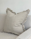 Hallie beige cushion cover by Ellenvale Trade, square linen with ruffled edges, 45cm x 45cm, soft furnishings accessory.