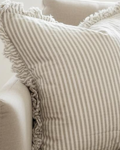 Hallie natural beige square pinstripe cushion cover by Ellenvale Trade, soft furnishings, 45cm x 45cm.