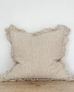 Light coffee brown pinstripe square cushion cover by Ellenvale Trade, made of soft furnishings fabric, 45cm x 45cm size.