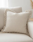 Hallie Coffee Brown Pinstripe Square Cushion Cover by Ellenvale Trade, soft furnishings, 45cm x 45cm with light coffee brown pinstripe design.