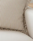 Hallie Coffee Brown Pinstripe Square Cushion Cover by Ellenvale Trade, soft furnishings, 45cm x 45cm, light coffee brown color.