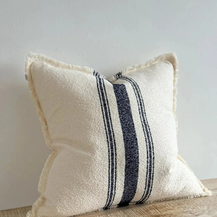 Ellie Navy Blue And Cream Stripe Cotton Cushion Cover - Soft FurnishingsSoft Furnishings - Lulu Loves Home