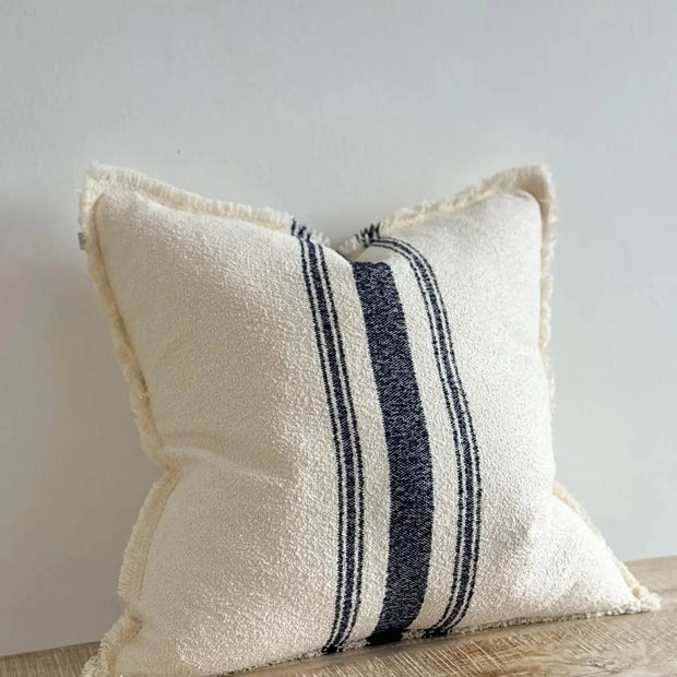 Ellie Navy Blue And Cream Stripe Cotton Cushion Cover - Soft FurnishingsSoft Furnishings - Lulu Loves Home