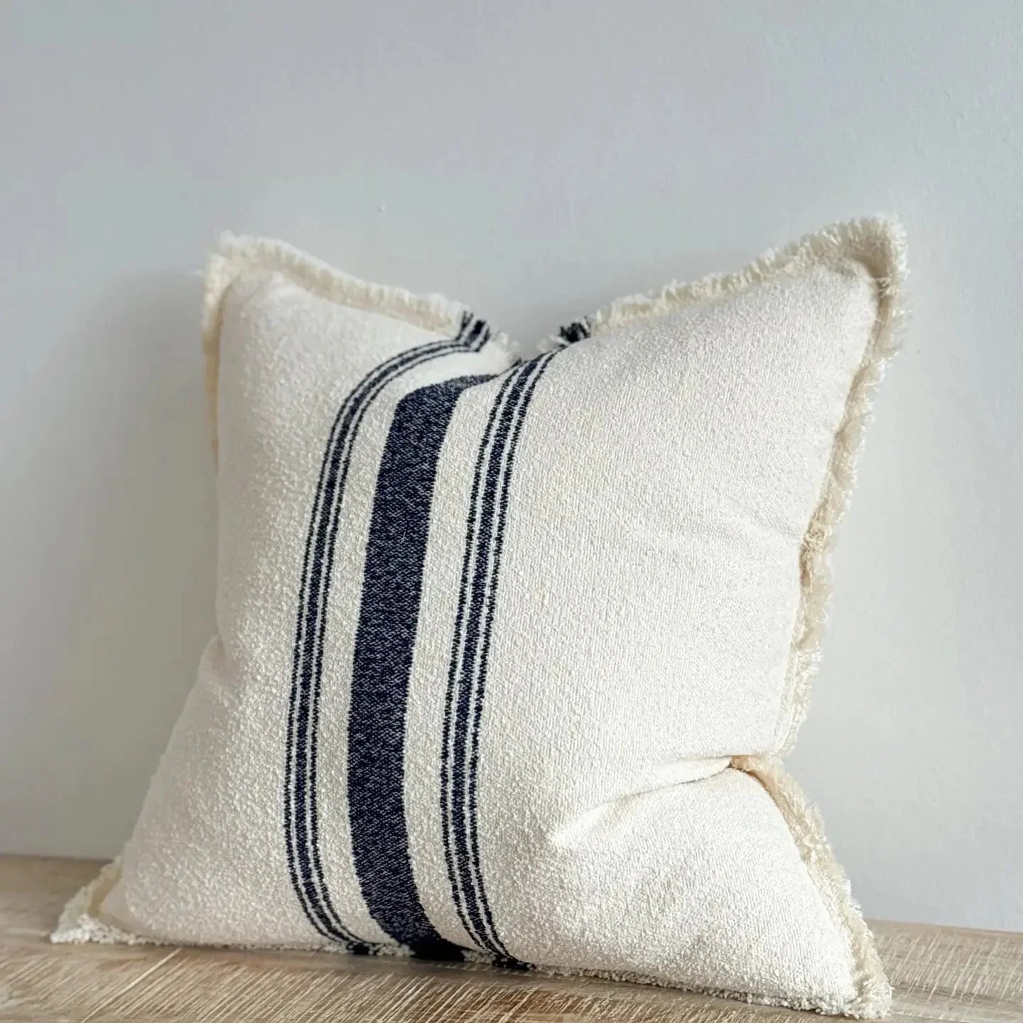 Ellie Navy Blue And Cream Stripe Cotton Cushion Cover - Soft FurnishingsSoft Furnishings - Lulu Loves Home