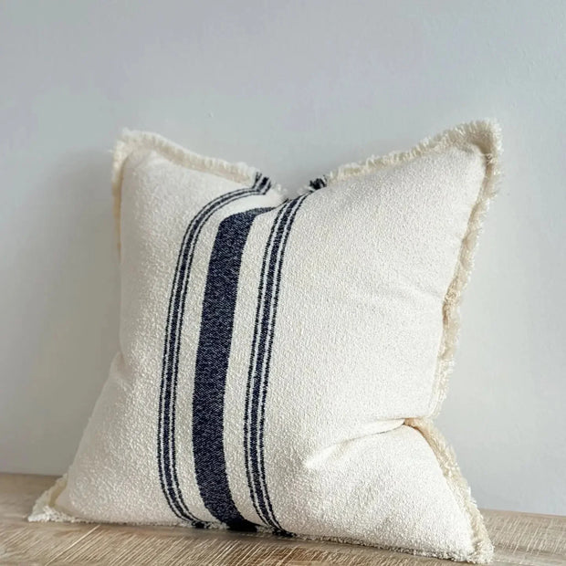 Ellie Navy Blue And Cream Stripe Cotton Cushion Cover - Soft FurnishingsSoft Furnishings - Lulu Loves Home