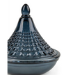 Embossed navy blue glass tagine-shaped candle from Candlelight Products Ltd, perfect for home decor.