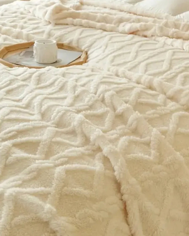 Emma Cream Fleece Large Blanket Throw - Soft FurnishingsSoft Furnishings - Lulu Loves Home