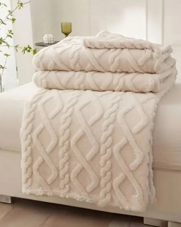 Emma Cream Fleece Large Blanket Throw - Soft FurnishingsSoft Furnishings - Lulu Loves Home