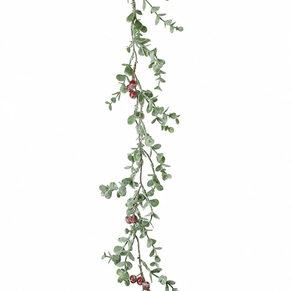 Eucalyptus And Red Berry Garland against a white studio background.