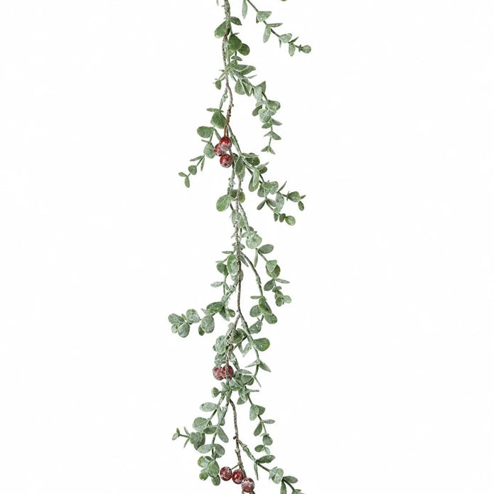 Eucalyptus And Red Berry Garland against a white studio background.