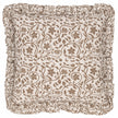 Beige Linen Filigree Printed Ruffle Cushion Cover