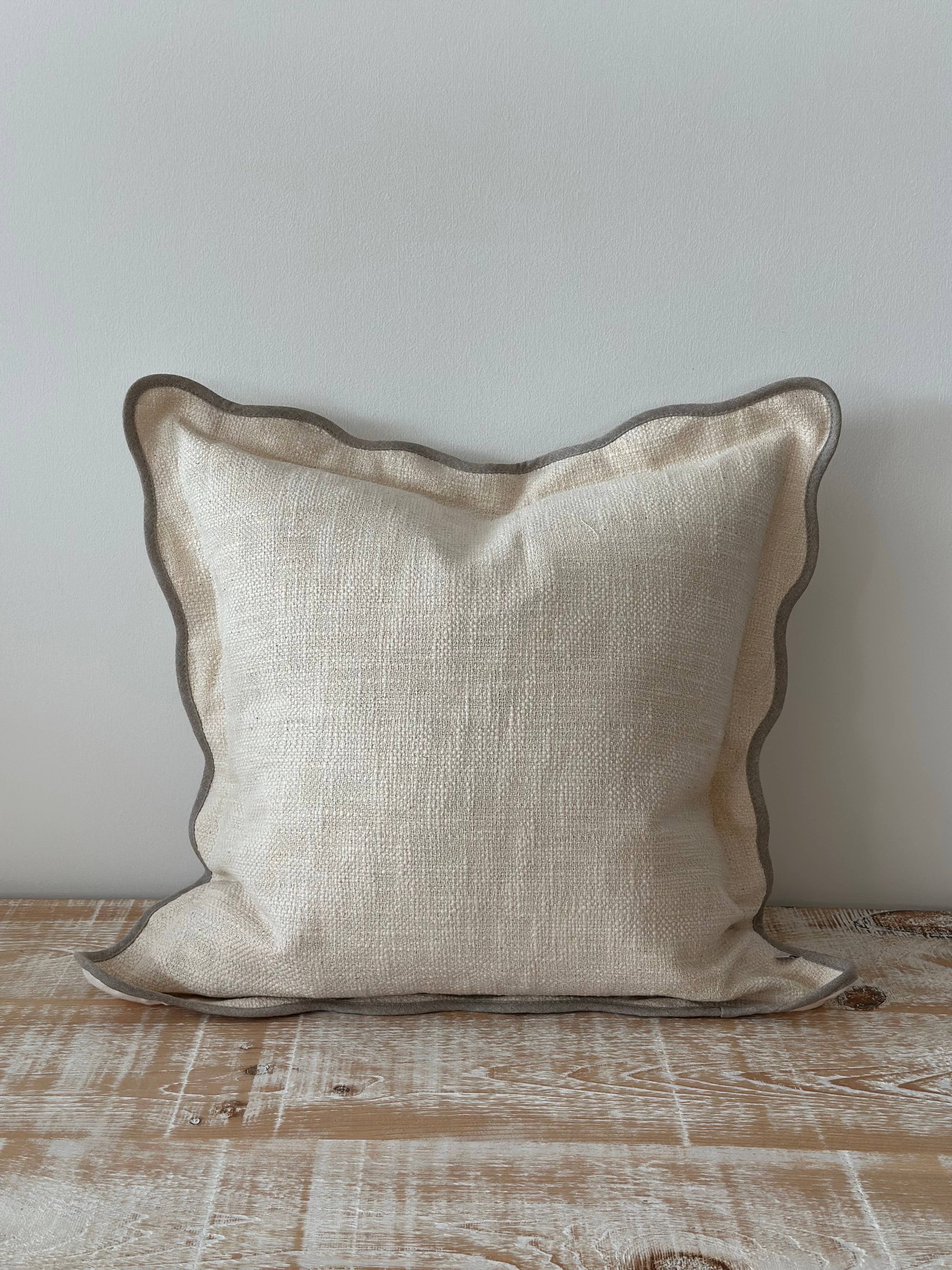 Chloe Cream And Greige Scalloped Cushion Cover