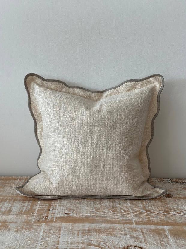 Chloe Cream And Greige Scalloped Cushion Cover