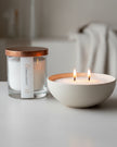 White scented candle sand jar kit by The Candledust, dark honey home fragrance with a wick and decorative sand interior.