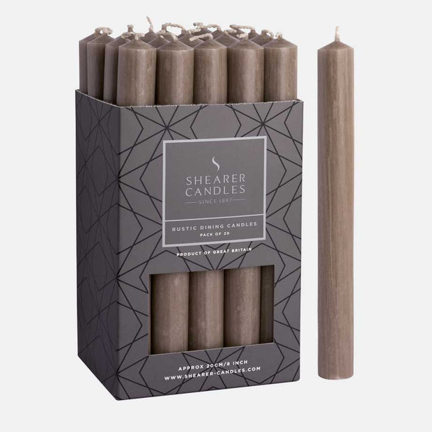 Set of Shearer Candles taupe Christmas dinner candles with a smooth finish, perfect for festive holiday table decor.