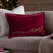 Red and gold Noel applique velvet Christmas cushion by Riva Home