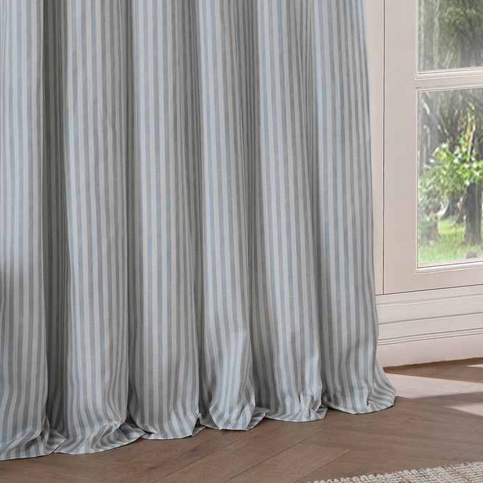 Yard Ocean Blue Striped Blackout Eyelet Curtains