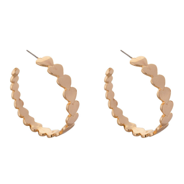 Eternal Hoop Contemporary Heart Stud Earrings