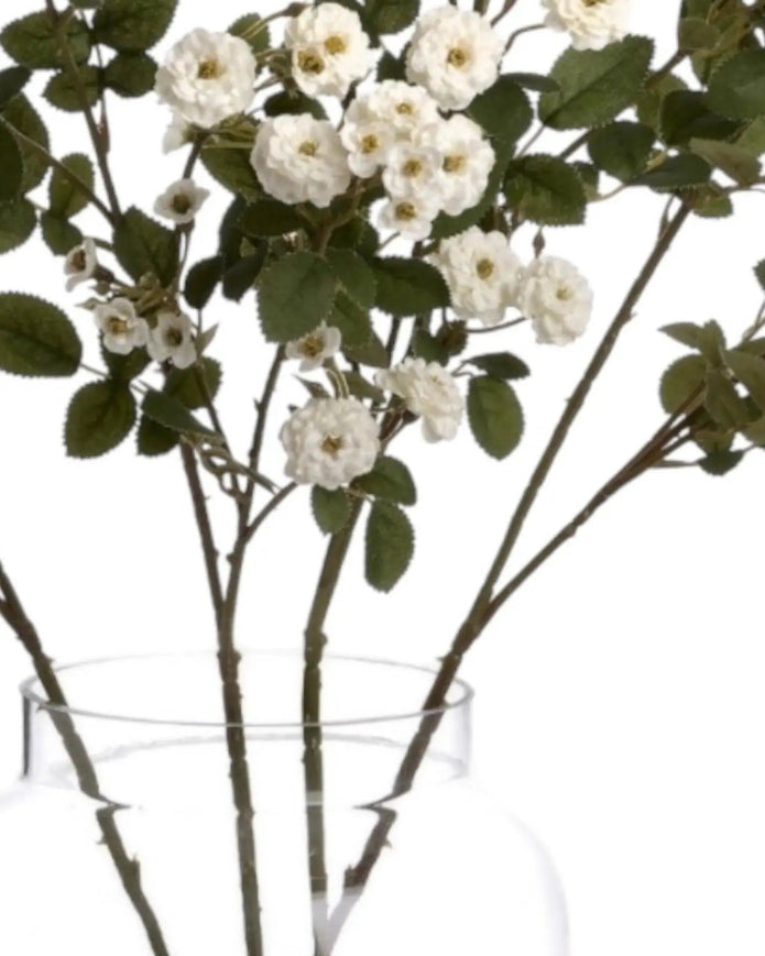 Faux Foliage, Classic White Meadow Rambling Rose Stem - Faux Plants & FlowersFaux Plants & Flowers - Lulu Loves Home