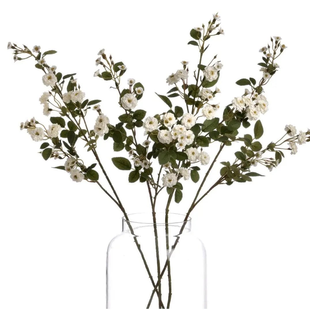 Faux Foliage, Classic White Meadow Rambling Rose Stem - Faux Plants & FlowersFaux Plants & Flowers - Lulu Loves Home