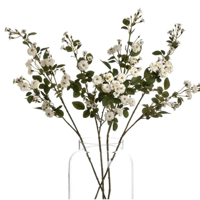 Faux Foliage, Classic White Meadow Rambling Rose Stem - Faux Plants & FlowersFaux Plants & Flowers - Lulu Loves Home