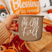 Beige Ceramic Hello Fall Autumn Coffee Mug