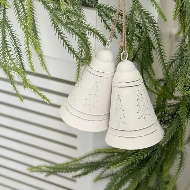 White Traditional Bell With Trees, close-up product detail