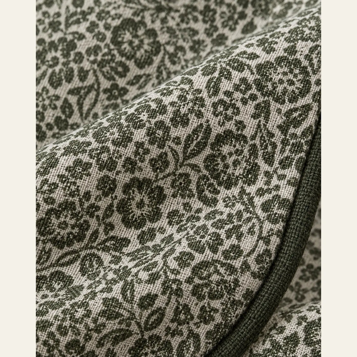 Fleur Olive Green Square Cushion Cover — fabric detail 2