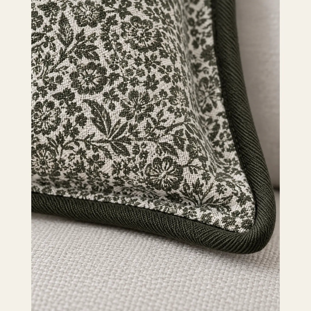 Fleur Olive Green Square Cushion Cover — fabric detail 3