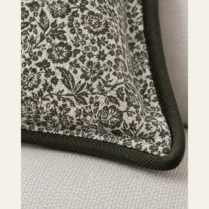 Fleur Olive Green Square Cushion Cover — fabric detail 3