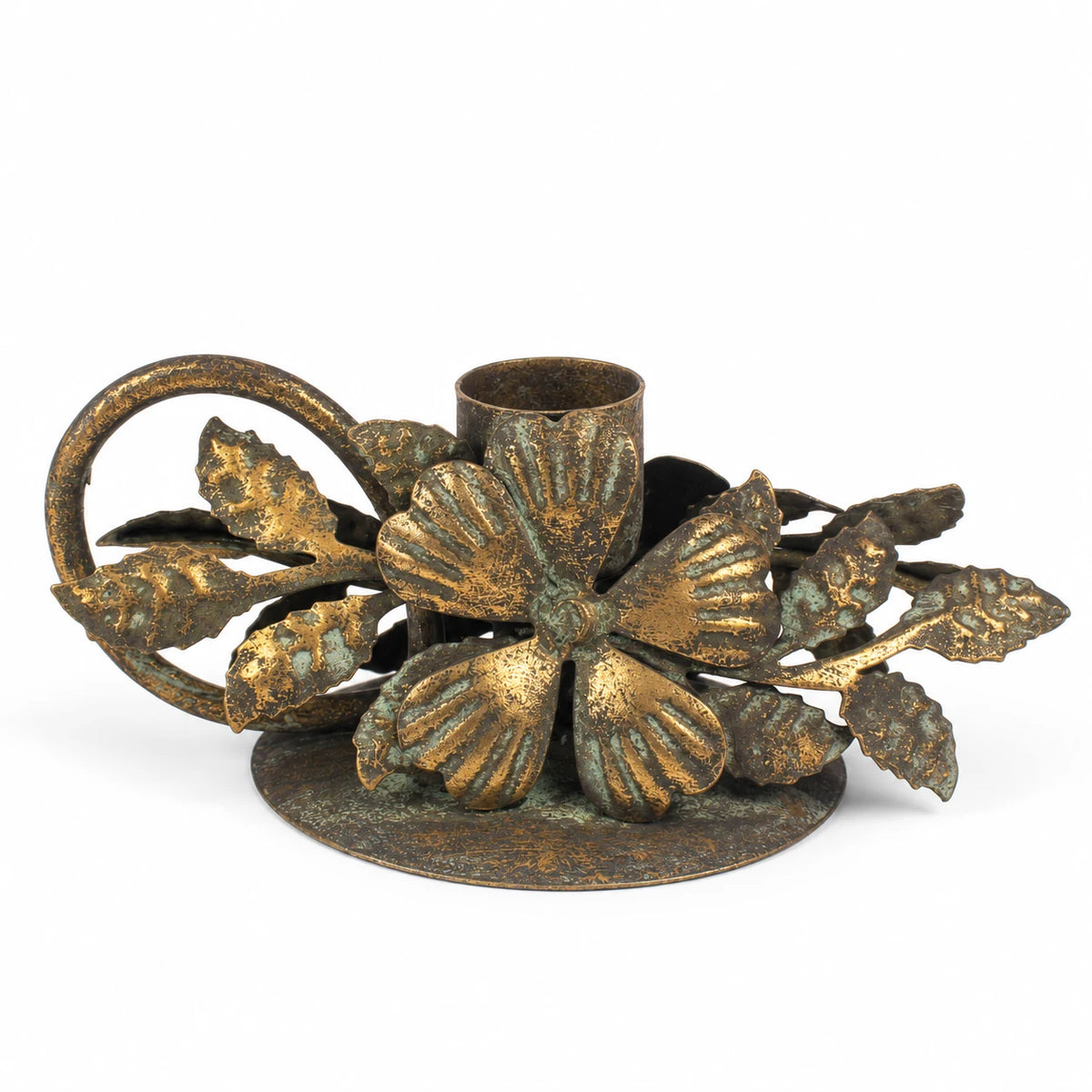 Antique bronze floral and leaf chamber stick candle holder by Originals International Ltd