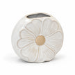 Flower Detailed Small Vase with sculpted white petals and beige centre on white
