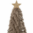 Close-up of grey variant gold star and fluffy top on Fluffy Christmas Trees With Bells.