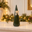 Satchville medium forest green striped ceramic Christmas tree with decorative bow, 24cm tall