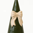 Satchville large forest green striped ceramic Christmas tree with decorative bow, 32cm high