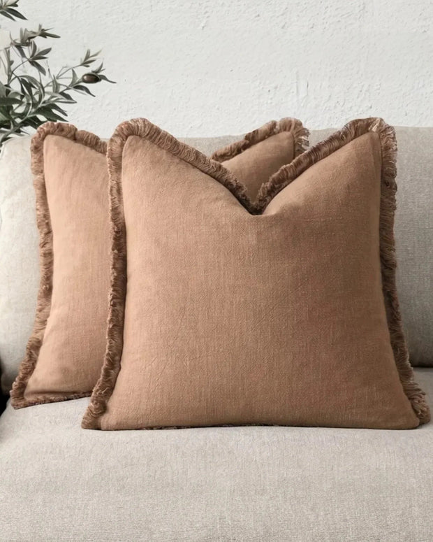 Frayed Edge Brown Cushion Cover - PRE ORDER TWO WEEK DELIVERY - Soft FurnishingsSoft Furnishings - Lulu Loves Home