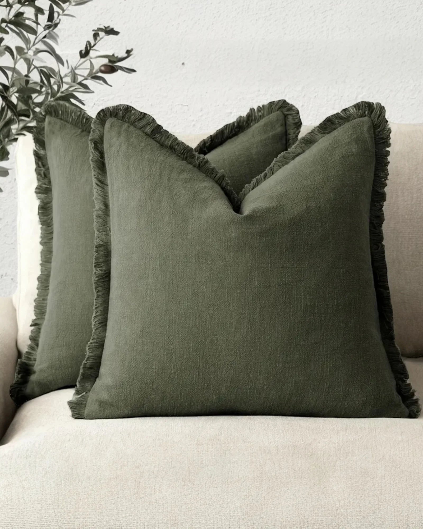 Frayed Edge Forest Green Cushion Cover - Soft FurnishingsSoft Furnishings - Lulu Loves Home