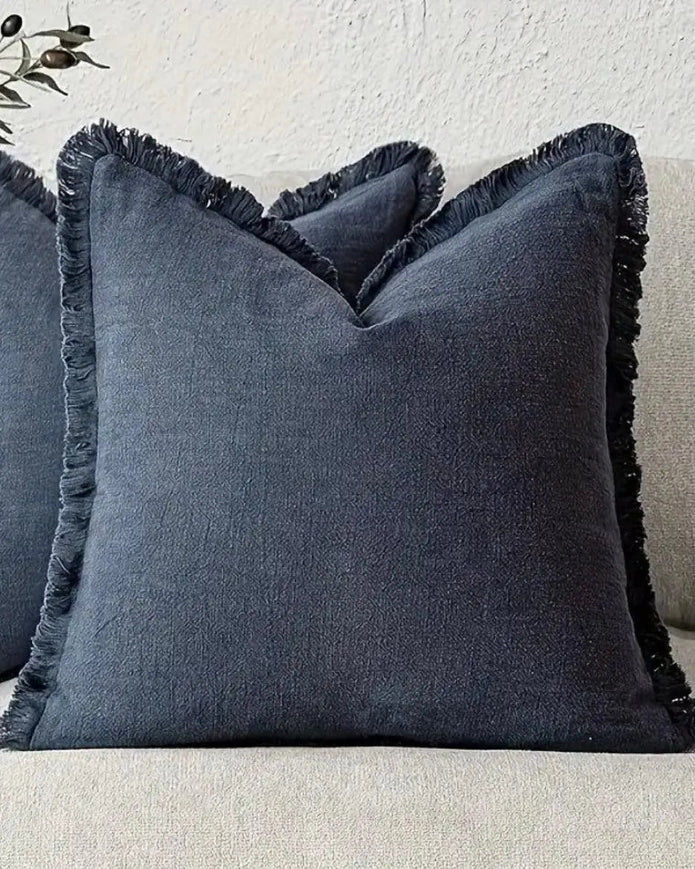 Frayed Edge Navy Blue Cushion Cover 45x45cm - Soft FurnishingsSoft Furnishings - Lulu Loves Home