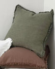 Frayed Edge Olive Green Cushion Cover - Soft FurnishingsSoft Furnishings - Lulu Loves Home