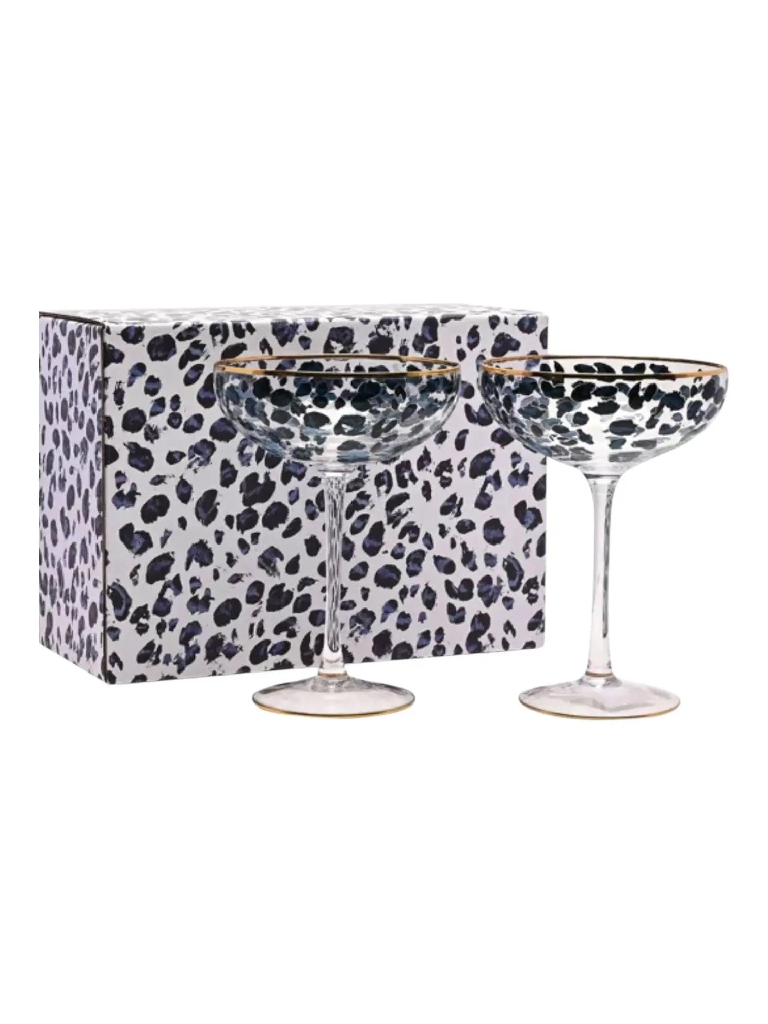 Frida Leopard Print Coupe Cocktail Glasses - Home DecorHome Decor - Lulu Loves Home