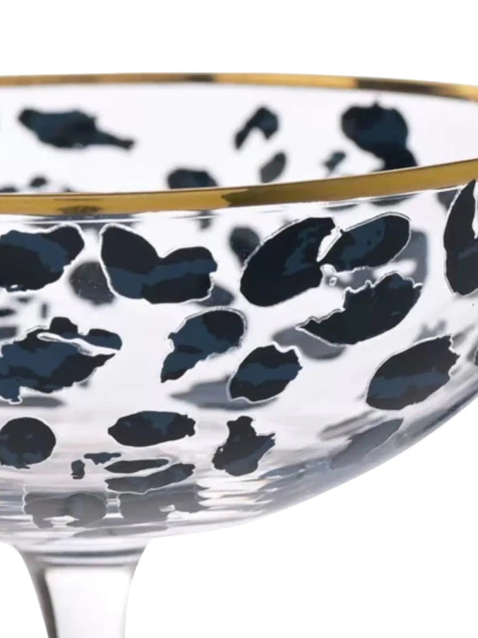 Frida Leopard Print Coupe Cocktail Glasses - Home DecorHome Decor - Lulu Loves Home