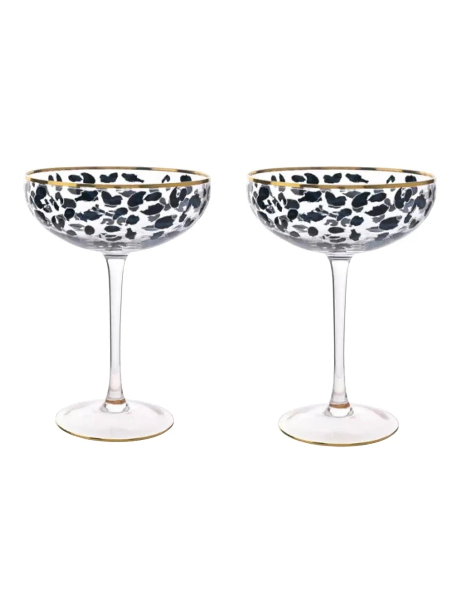 Frida Leopard Print Coupe Cocktail Glasses - Home DecorHome Decor - Lulu Loves Home