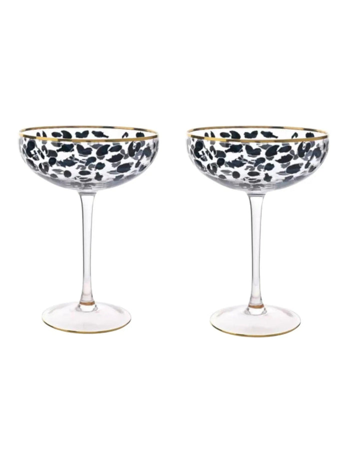 Frida Leopard Print Coupe Cocktail Glasses - Home DecorHome Decor - Lulu Loves Home