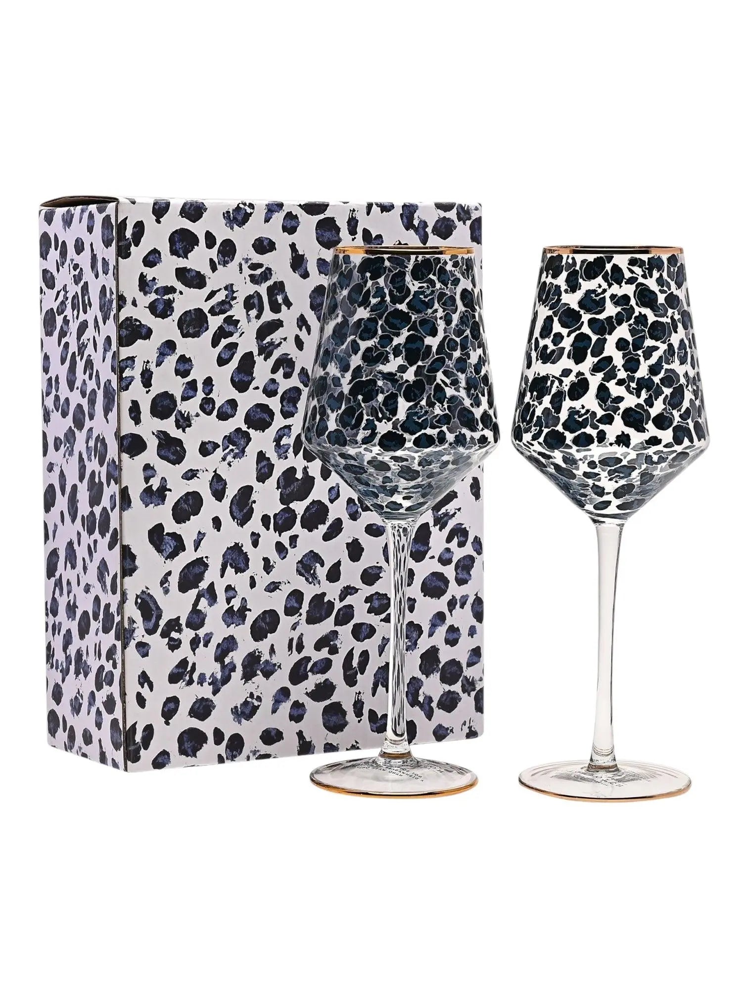 Frida Leopard Print Wine Glasses - Home DecorHome Decor - Lulu Loves Home