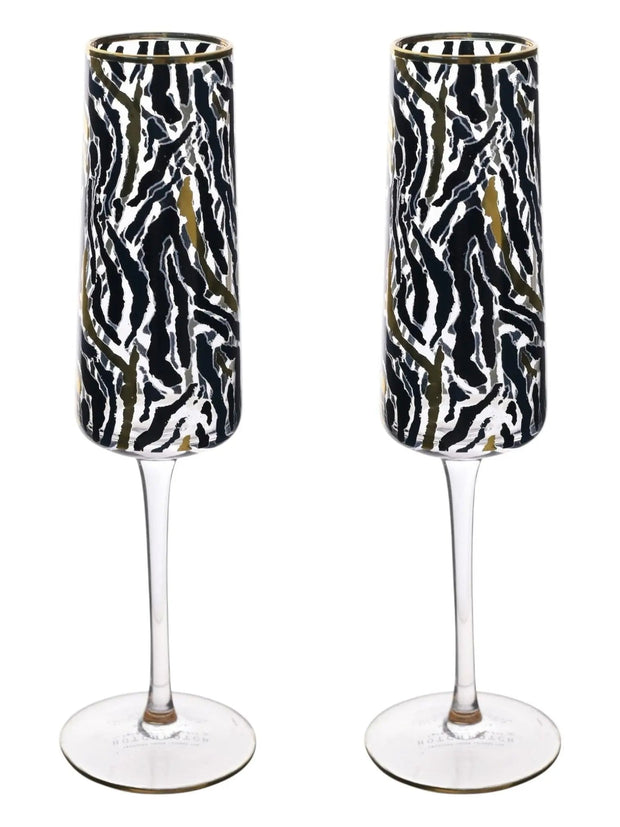 Frida Zebra Print Champagne Flutes - Home DecorHome Decor - Lulu Loves Home