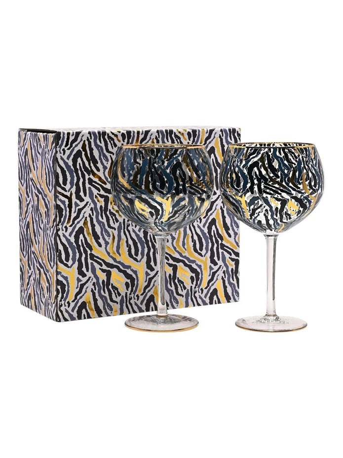 Frida Zebra Print Gin Glasses - Home DecorHome Decor - Lulu Loves Home