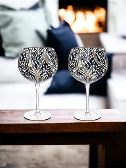 Frida Zebra Print Gin Glasses - Home DecorHome Decor - Lulu Loves Home