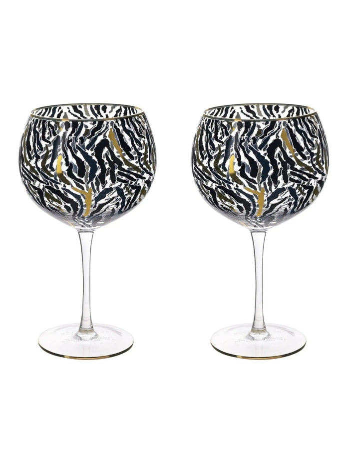 Frida Zebra Print Gin Glasses - Home DecorHome Decor - Lulu Loves Home