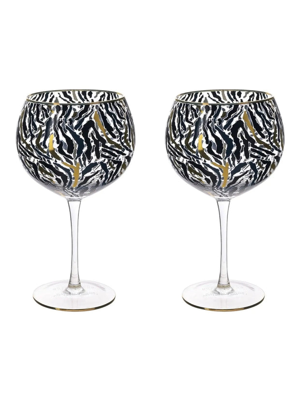 Frida Zebra Print Gin Glasses - Home DecorHome Decor - Lulu Loves Home